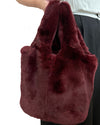 LINDA RICHARDS | Genuine Rex Rabbit Hobo Bag | Wine