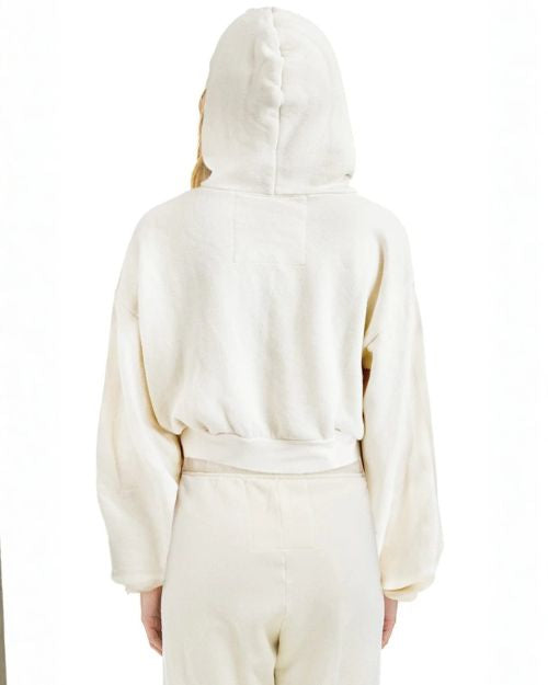 AVIATOR NATION | Sunset Patch Cropped Zip Hoodie | Vintage White