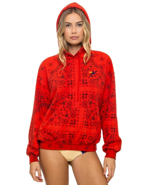AVIATOR NATION | Bandana Relaxed Pullover Hoodie | Red