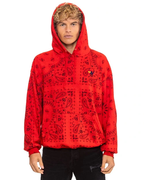 AVIATOR NATION | Bandana Relaxed Pullover Hoodie | Red