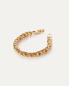 Gold thick twisty braided chain bracelet with the clasp open 