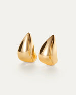 Two gold tear drop earrings 