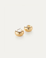 A set of small gold thick hoop earrings