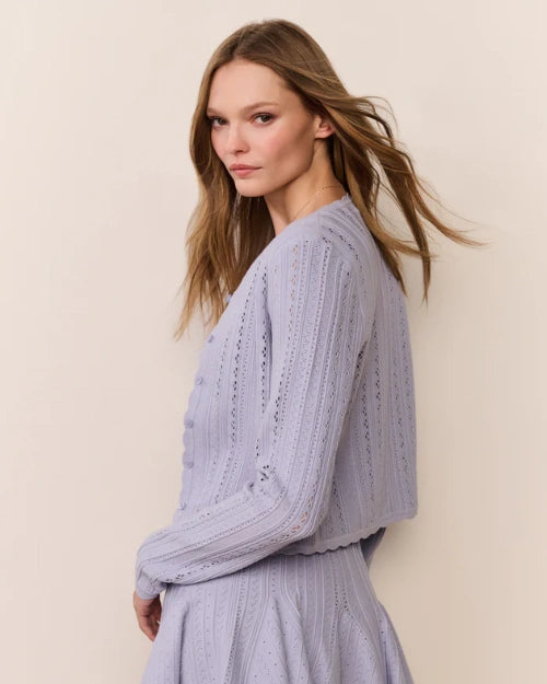 LoveShackFancy | Peridot Stretch Pointelle Cardigan | Moonwash