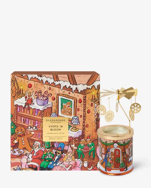 GLASSHOUSE FRAGRANCES | Candle & Spinning Carousel | Kyoto In Bloom