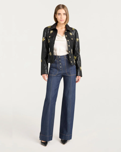 CINQ A SEPT | Leila Leather Sarita Jacket | Black