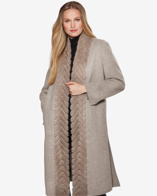 LINDA RICHARDS | Mink Cashmere Coat | Taupe
