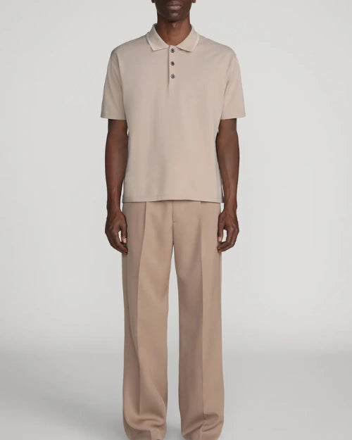FRAME | Light Pique Polo | Warm Beige