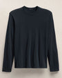 French Navy Elevated Lotus Jersey long sleeve t-shirt in navy, showcasing a classic crew neck style.