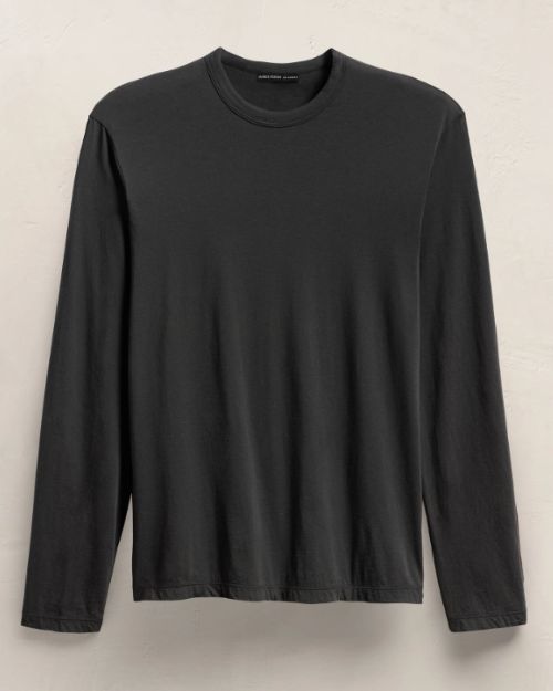Carbon Elevated Lotus Jersey Long Sleeve Crew, featuring a tee shirt on a clean white background.