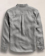 Men's long sleeve shirt in grey, made entirely of linen, perfect for casual or semi-formal occasions.
