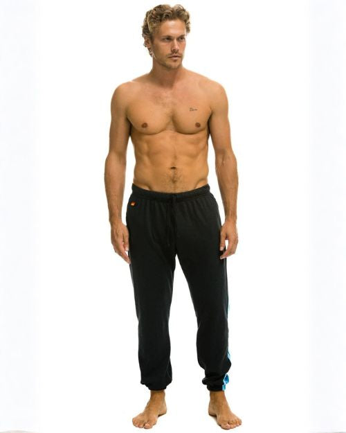 AVIATOR NATION | 5 Stripe Sweatpant | Charcoal and Blue