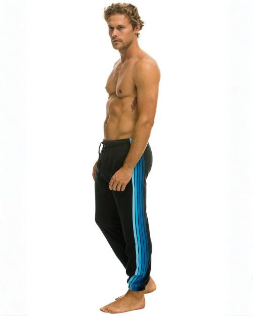 AVIATOR NATION | 5 Stripe Sweatpant | Charcoal and Blue