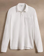 White cotton jersey rugby shirt made from a soft cotton blend.