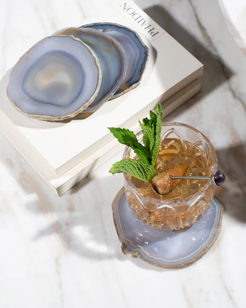 ANNA NEW YORK | Pedra Gemstone Coasters | Smoke Agate