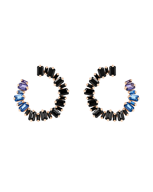 SUZANNE KALAN | Ombre Milli Sideway Hoops | Dark Blue