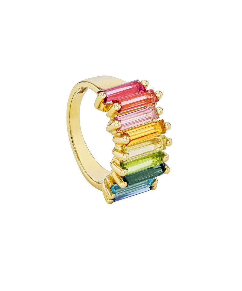 SUZANNE KALAN | Half Band | Yellow Gold & Pink Topaz