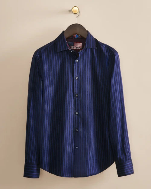 ROBERT GRAHAM | Quiet Glory Long Sleeve Button Down Shirt | Navy