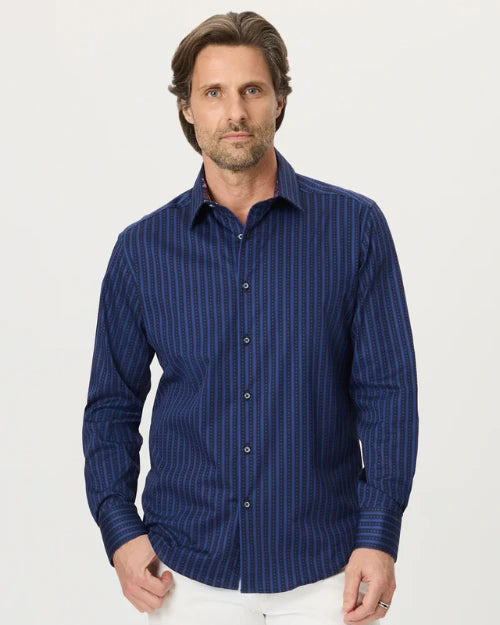 ROBERT GRAHAM | Quiet Glory Long Sleeve Button Down Shirt | Navy