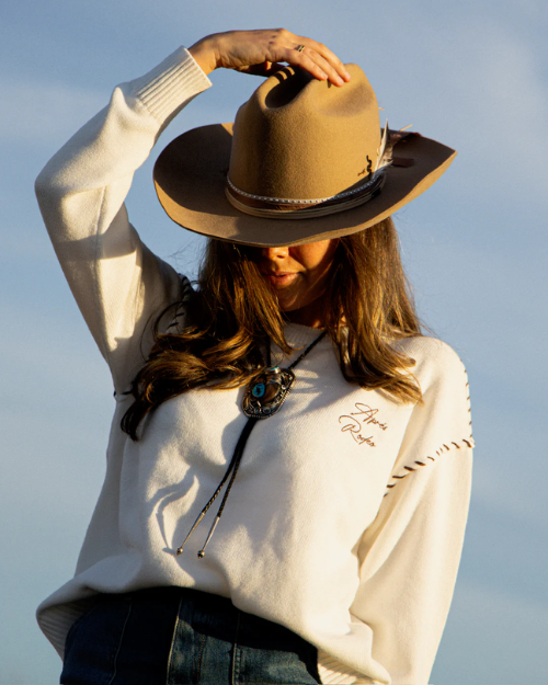 ELLSWORTH + IVEY | Riley Crew "Apres Rodeo" Sweater | Cream