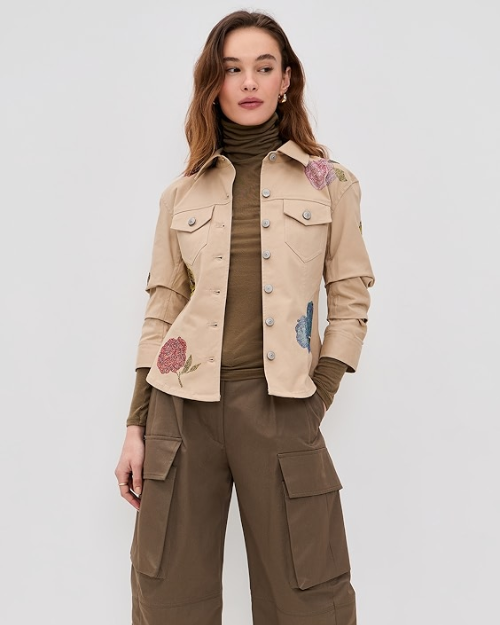CINQ A SEPT | Roses Scrunched Canyon Jacket | Khaki
