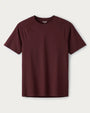 Men's burgundy crew neck performance t-shirt with short sleeves and athletic fit