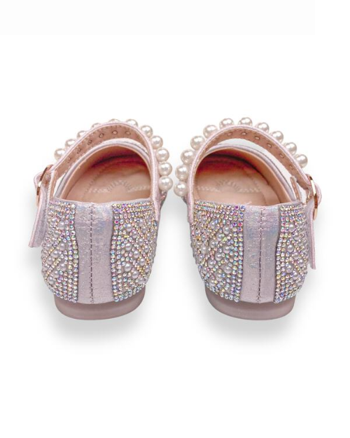 DOE A DEAR | Pearl Strap Charm Kids Flat Shoes | Pink