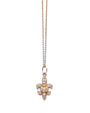 Medium Fleur De Lis Necklace in yellow gold with pave diamonds on a white background.