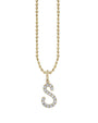 S initial in pave diamonds with a ball chain necklace.
