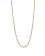 An adjustable 14k gold cable chain in yellow gold with a reflective surface.