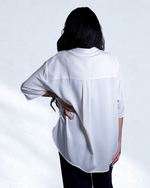 Back of Silk Crepe Shirt in white.