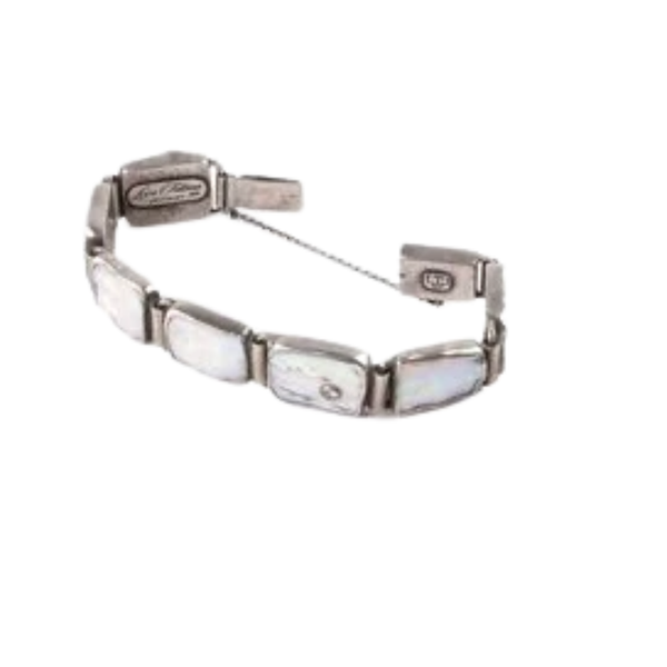 LOVE TOKENS JEWELRY | Square Baroque Pearl Diamond Hinge Bracelet | Silver