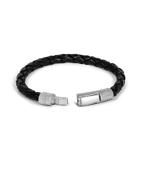 TATEOSSIAN | Herringbone Click Pelle Leather Bracelet | Black