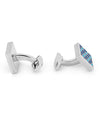 TATEOSSIAN | Palladium Geometric Cufflinks | Blue Enamel