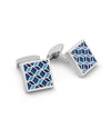 TATEOSSIAN | Palladium Geometric Cufflinks | Blue Enamel
