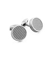 Front view. Palladium Tablet cufflinks with grey alutex on white background.
