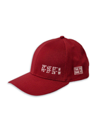 The Post Oak Coordinates Cap in maroon color.