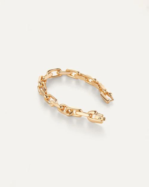 Gold chain bracelet with JB initials on the clasp 