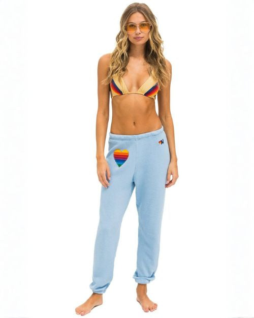AVIATOR NATION | Rainbow Heart Stitch Sweatpant | Ice