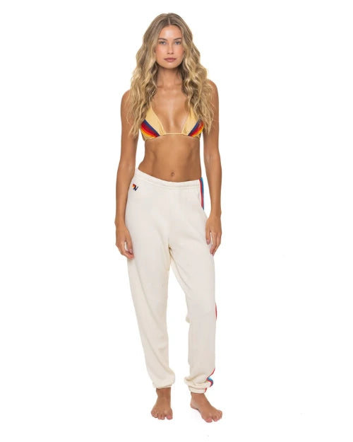 AVIATOR NATION | 5 Stripe America Sweatpants | Vintage White