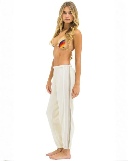 AVIATOR NATION | 5 Stripe Sweatpant | White and Grey