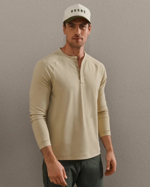 RHONE | Waffle Tech Henley | Toasted Oat