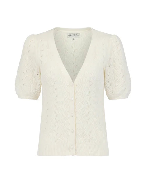 BORN A KENNEDY | Winslow Pointelle Cardigan | Winter White