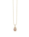 Gold chain necklace with gold and ruby ladybug charm.