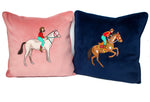 Peach and Navy Rodeo Embroidered Cushion Cover. 