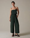 Model wearing Fabia Top with matching pants in Pine green.