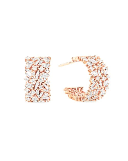 Classic Wide Mini Hoop Earrings from Suzanne Kalan in front of white background. 