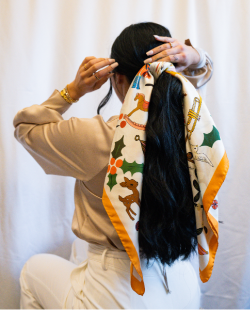 KAREN MABON | 12 Days of Christmas Silk Scarf | Cream | FINAL SALE