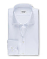Fitted Body Twill Shirt in white folded in front of white background.
