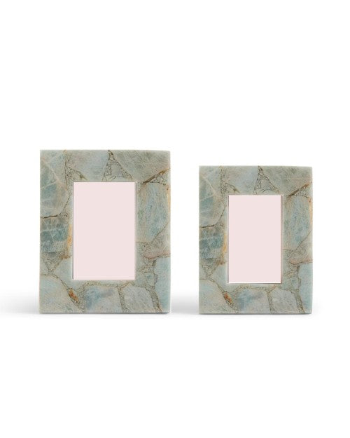 2 amazonite photo frames in front of white background. 